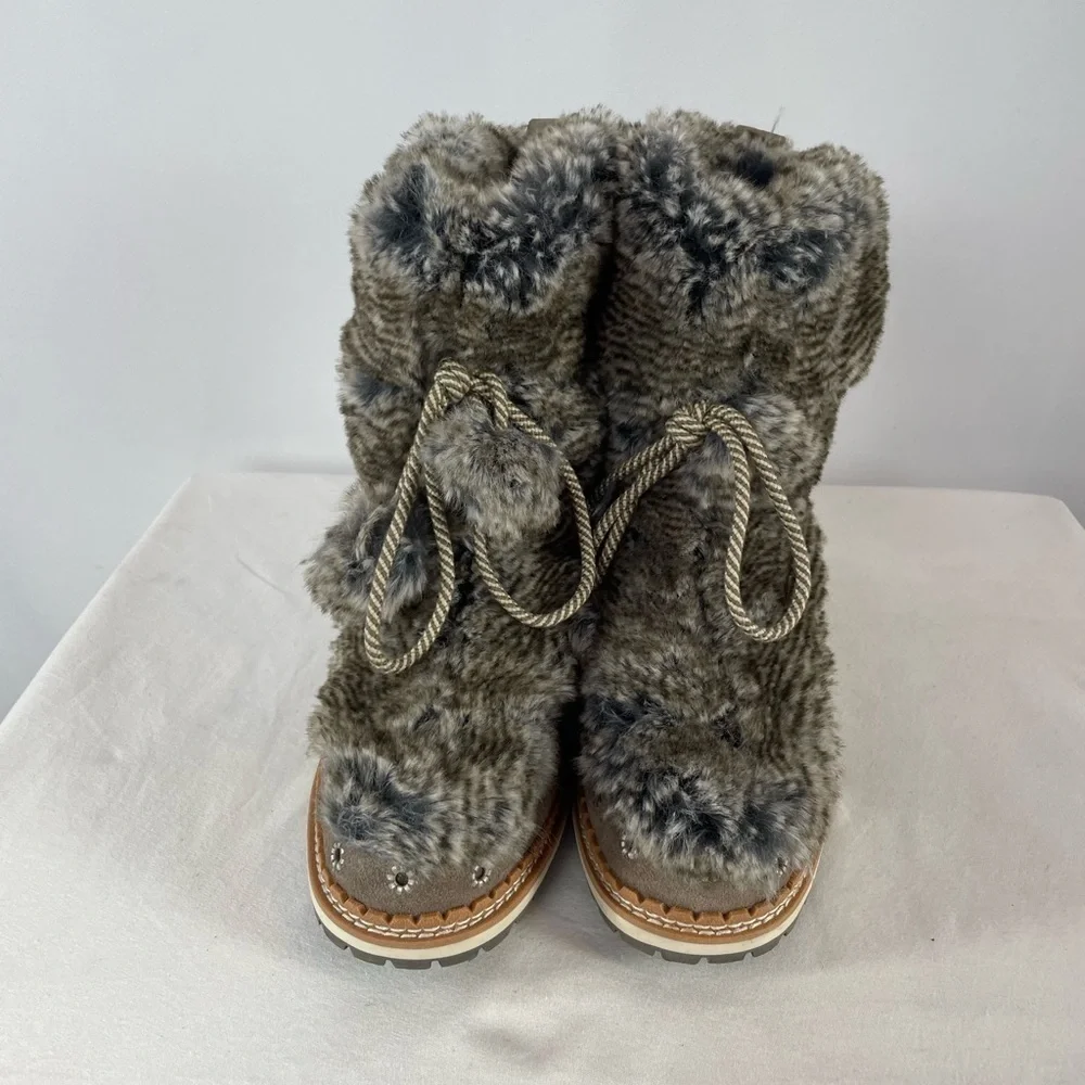Sam‎ Edelman Blanche Fur Boot in Grey Brown Size 8.5
